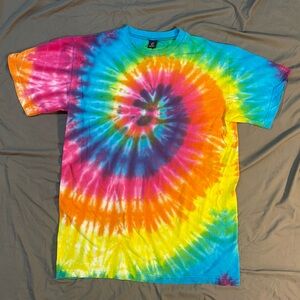 Six Color Vibrant Custom Spiral Tie Dye T-Shirt Size Medium